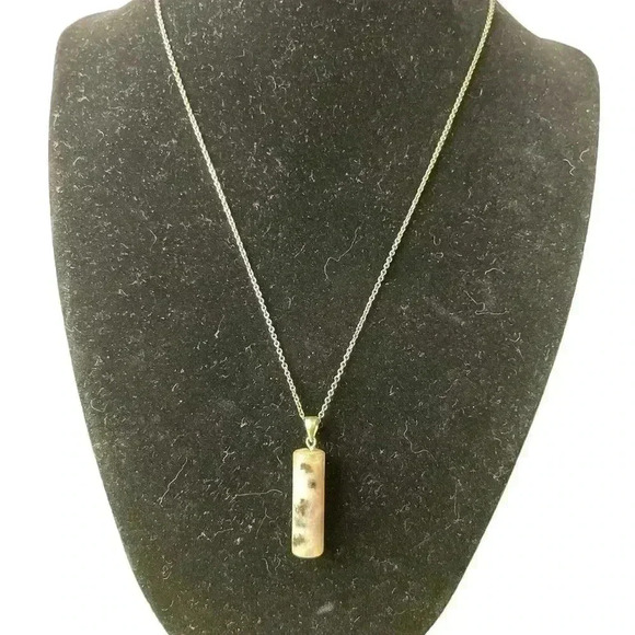 Silver necklace with 5 different stones - Picture 1 of 7